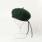 ZYM Casquette tendance en cuir synthétique pour femme - Style décontracté - Couleur unie - Couleur unie - Pour l'hiver - Pour peintre - Vert foncé