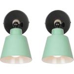 Norcks - 2PCS Applique Murale Moderne En Bois Lampe Murale Rétro Applique Murale Minimaliste Pour Chambre à Coucher, Chevet, Bureau, Couloir E27 Vert