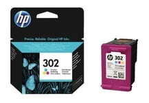 Genuine Original HP 302 Tri-Colour F6U65AE Printer Ink Cartridge 2024 - No Box