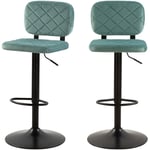 Chaise de bar réglable 60/81 cm en velours vert d'eau (lot de 2) - viktor