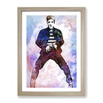 Elvis Presley The Jailhouse Rock In Abstract Modern Art Framed Wall Art Print, Ready to Hang Picture for Living Room Bedroom Home Office Décor, Oak A2 (64 x 46 cm)