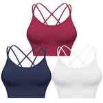 Sykooria Femme Soutien Gorge Sport Coussinets Amovibles Élastique Brassière Sport Yoga, Course à Pied, Danse sous-vêtements de Sport,M,Blanc+bleu+rouge