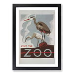 Big Box Art Vintage WPA Poster Visit The Zoo (2) Framed Wall Art Picture Print Ready to Hang, Black A2 (62 x 45 cm)