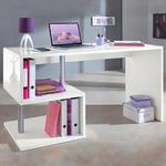 Bureau design moderne 140x60 blanc avec étagères ouvertes Bolg