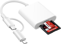 Lecteur Carte SD pour iPhone iPad, USB C & Light-ning Lecteur de Carte SD pour Micro SD/SD, Adaptateur Carte SD, Lecteurs Carte Mémoire Externes pour iPhone, iPad, Macbook, Samsung, Caméra