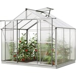 Gfp Serre de jardin Orchidee 3 structure en aluminium 256 x 192 cm panneaux en polycarbonate - avec cadre de fondation et ouvre-fenêtre automatique