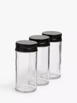 John Lewis ANYDAY Glass Storage Container, Set of 3, 88ml, Black/Clear