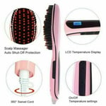 HAIR STRAIGHTENING BRUSH PROFESSIONAL PINK LCD DISPLAY CERAMIC HEATED GIFT UK