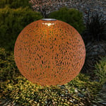 Lampe solaire boule orientale décoration de jardin rouille prise de lit boule solaire optique rouille pour extérieur, effet lumineux, 1x led 3000K,