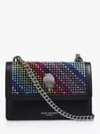 Kurt Geiger London Shoreditch Rainbow Embellished Leather Cross Body Bag, Black/Multi