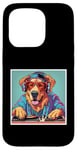 iPhone 15 Pro Golden Dog Music DJ Turntables Mixing Vinyl Records Graphic Case