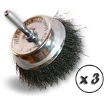 Kibros - Brosses rotatives coupe sur tige Acier dur - Quantité x 3 - ø 75 mm - Coupe - Acier - Dure