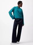 French Connection Melissa Boucle Button Detail Sleeve Jumper, Dark Teal