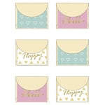 Rayher 60221000 Lot de 6 Mini enveloppes Happy 5 x 4 cm