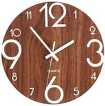 BANNAB 12 Pouces Horloge en Bois de Style européen Horloge Murale Lumineuse ménage Chambre Suspendue Bar décor sans Batterie Horloge Murale