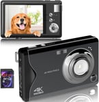 Appareil Photo Numérique 4K Hd 1080P 48Mp Compact Mini Avec Carte Sd 32 Go Caméra Fhd Écran Lcd Zoom 16X Pour Noir