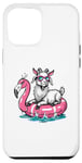 iPhone 13 Pro Max Funny Goat On Flamingo Floatie Summer Vibe Pool Party Case