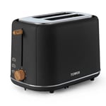 2 Slice Toaster - Tower T20027BLK - Scandi 800w in Black with Wood Accents