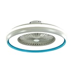 Fläkt med taklampa 45W - RF-kontroll, CCT:3 i 1, AC-motor, blå ring - Dimbar : Via fjärrkontroll, Kulör : 3-i-1