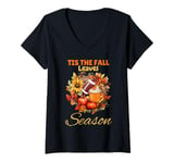 Womens Tis the Fall Leaves Season Football Men Women Thanksgiving V-Neck T-Shirt