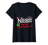 Womens Nice Naughty List My Son Made Me Do it Child Christmas Crew V-Neck T-Shirt