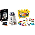 LEGO 75308 Star Wars R2-D2 Droid Building Set, Collectible Display Model with Luke Skywalker’s Lightsaber & 10698 Classic Creative Brick Storage Box Set, Building Toys