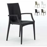 Chaise de jardin fauteuil accoudoirs bar café restaurants en Poly-rotin BISTROT ARM Grand Soleil Couleur: Noir