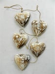 Wooden Hanging Heart Wall Art - String of 5 Shabby Chic Hearts - Vintage White