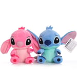 Tecknad Blå Rosa Stitch Plyschdockor Anime Leksaker Lilo And Stitch 20cm Stich Plysch Plyschleksaker Julklappar till barn A 2pcs