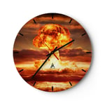 Horloge murale en verre 30x30cm Guerre bombe nucl�aire champignon apocalypse