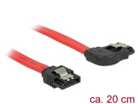 DELOCK – SATA cable, 0.2m, 6Gb/s, locking clip, angled right - straight, 26 AWG (83967)