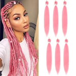 Braiding Hair Pre Stretched - 6 Packs Prestretched Braiding Hair 30 Inch Ombre Braiding Hair Itch Free Pink Yaki Synthetic Hair Extension for Braids (30 Inch(6Packs), Pink)