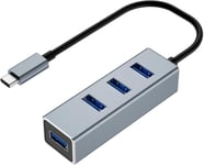 Hub Usb Vers 4 Ports Usb 3.0 5Gbps Adaptateur Usb C Hub Multiports Usb Compatible Avec Macbook Pro Air 2023 M2 M1 Ipad Pro Air Steam Deck Surface Pro 9 8 Galaxy Tab S8 S23 S22 S21(Gris-Câble 20Cm)