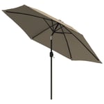 Parasol D'extérieur Avec Led Et Mât En Acier 300 Cm Taupe Helloshop26 02_0008177