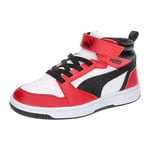 PUMA Mixte Enfant Rebound V6 Mid AC+ PS, Puma White Puma Black for All Time Red, 34 EU