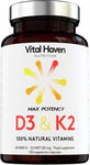 100% Natural - Vitamin D & K (D3 & K2) - Vegetarian - High Strength 4000 IU