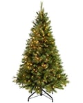 WeRChristmas 5 ft Victorian Pine Pre-Lit Multi-Function Christmas Tree with 300 Static Warm White LED Lights