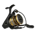 PENN Battle IV Spinning Reel, Saltwater Angler Fishing Sea Fish Lure & Bait, Bass, Pollack, Cod, Mackerel, Wrasse, Aluminum Spool, Robust Ambidextrous 3000 Reel Size 6.2:1 Gear Black, Gold & Smoke