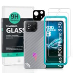 Screen Protector For Asus ROG Phone 8 5G(2 Pack),9H Hardness Tempered Glass,With 1Pc Camera Lens Protector,1Pc Back Carbon Fiber Film,Easy to Install