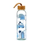 VW CAMPER VAN VOLKSWAGEN MORE 500ML GLASS DRINKS WATER BOTTLE WITH BAMBOO LID