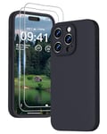 GOODVISH 3 in 1 Case for iPhone 15 Pro Max Case, [2 Screen Protector] Full Body Covered Anti-Scratch 4 Layer Shockproof Structure Soft Microfiber Lining Phone Case 6.7 inch, Black