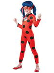 RUBIES - Miraculous Officiel - Déguisement enfant Ladybug Miraculous + peluche Tikki - Costume en Taille S 3-4 ans