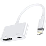 Lightning Adapter AV Digital 1080P [Apple MFI Certified] iPhone HDMI Adapter TV Lightning to HDMI Plug and Play Cable for iPhone 14/13/12/SE/11/XS/XR/X/8/7 to TV/HDTV/Monitor/Projector, White