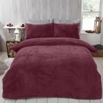 Brentfords King Size Duvet Cover Winter Bedding Red, Teddy Fleece King Size Duvet Quilt Covers Super Soft Bear Fleece Luxury King Duvet Bed Set with Pillowcases, Burgundy