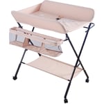 Hofuton Table à Langer Pliante avec Panier de Rangement Table à Langer Réglable en Hauteur avec Structure en Fer Charge Max 25KG pour Nouveaux-Nés