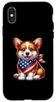 Coque pour iPhone X/XS Cute Corgi Puppy 4th Of July Dog