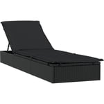 Chaise longue 1 pc avec coussin noir 201x55x62cm résine tressée vidaXL - Noir