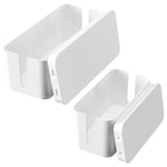 Lot de 2 boite cache cable, cache multiprise, boite rangement Câble electrique en Plastique, boîte prise avec couvercle, boîtes range Câbles, cable management box, Moyen et petites, blanc