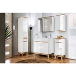 Otitec - Armoire de salle de bain avec miroir murale - Blanc alpin et blanc cassé - L60-H70-P20 - java - Blanc alpin et blanc cassé