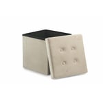 Galileo Casa 2194624 Pouf Coffre en Velours Beige 37,5 x 37,5 x 38 cm